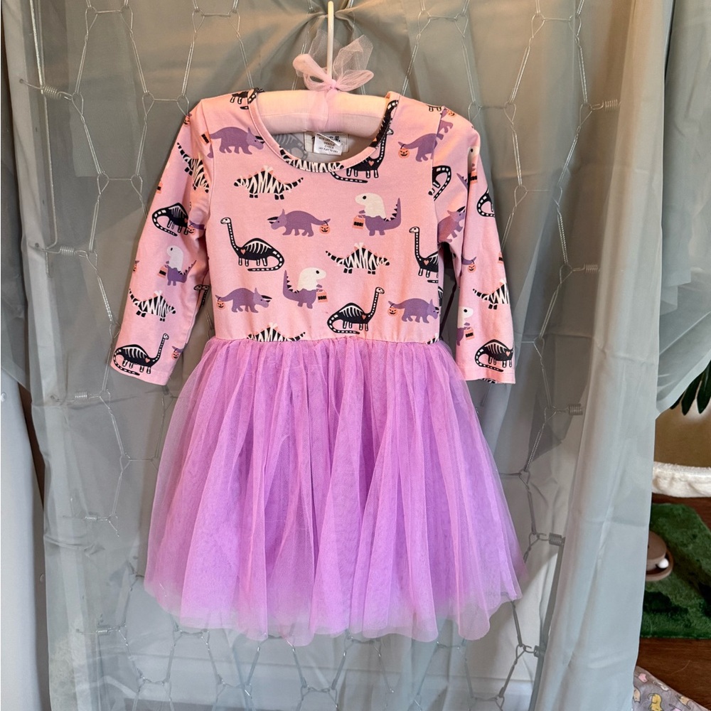 Taylor Joelle lavender Halloween Dinosaur Dress with Purple Accents
